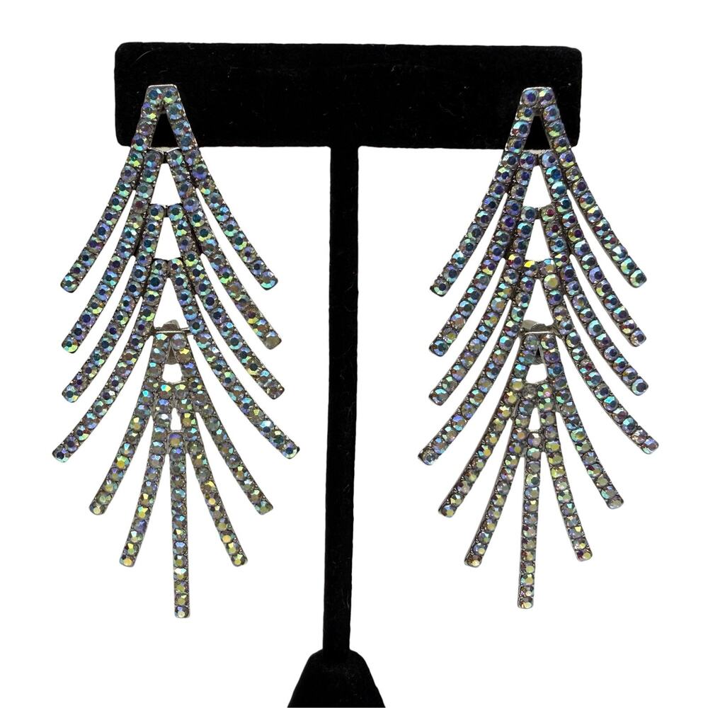 Sparkling Crystal Rhinestone Dangle Drop Earrings Silver Tone Fashion 3 in